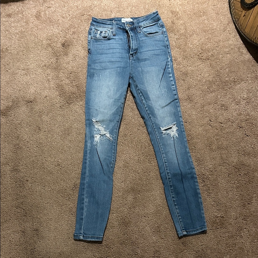 Cello Light Blue Distressed Skinny Jeans